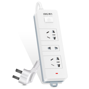 得力新国标18273插线板插排2米加粗电源接线板插座拖线板排插3孔电源板办公用品家用