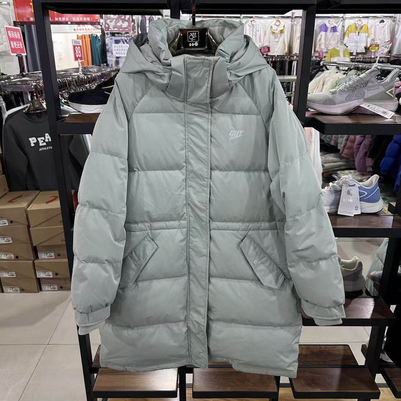 乔丹女子中长款冬梭织羽绒服休闲运动户外防寒厚外套EGM42224354