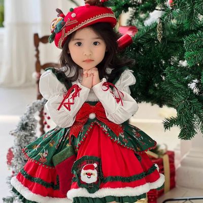 秋冬公主连衣裙麋鹿圣诞节服装