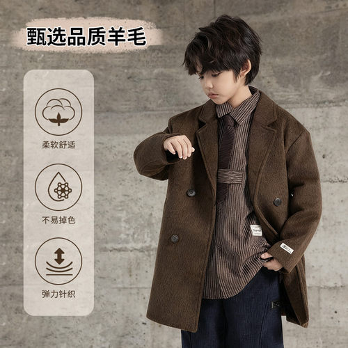 冬季大翻领羊绒中长大衣高级感