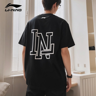 休闲文化衫 李宁短袖 纯棉体恤女运动圆领宽松半袖 新款 T恤男夏季