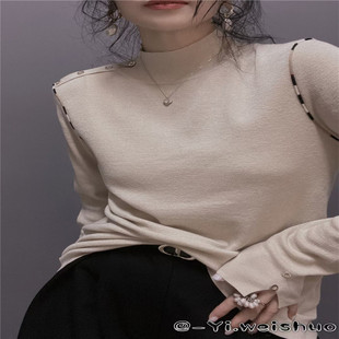 洋气百搭针织打底衫 毛衣女上衣 寸领简约时尚 衣唯硕87028秋冬新款