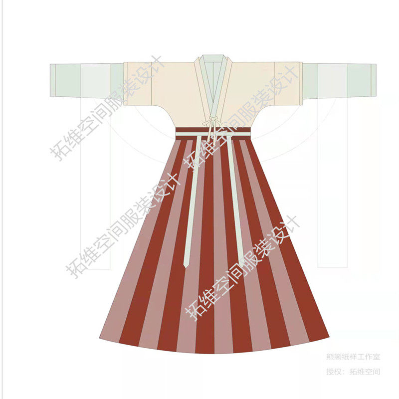 唐制汉服版型纸样唐褙子交窬裙古装服装裁剪图样子cad制版电子版