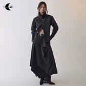 解构半身裙套装 两件套早秋条纹拼色衬衫 女 复古文艺 创世纪元