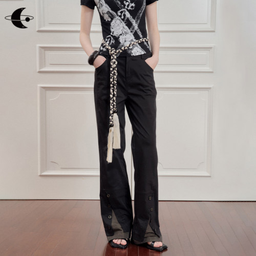 2025早秋女装假两件微喇工装裤