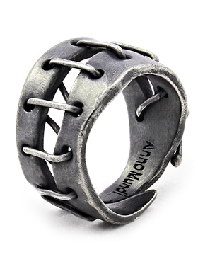 暗黑风重工绑带银戒指
