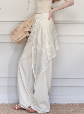 创世纪元【缚纱裁云】薄纱屁帘西装裤女春原创设计感宽松阔腿裤子