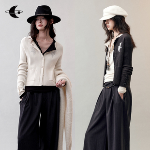 田曦薇同款 飞鸟贴布绣针织开衫 创世纪元 2025新款 外套女 针织衫