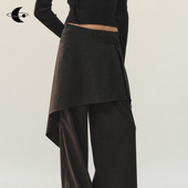 可拆卸不对称宽松条纹西裤 创世纪元 女2026新款 休闲裤 夜线偏章