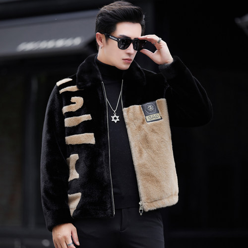 皮草大衣水貂毛领高端整貂新款