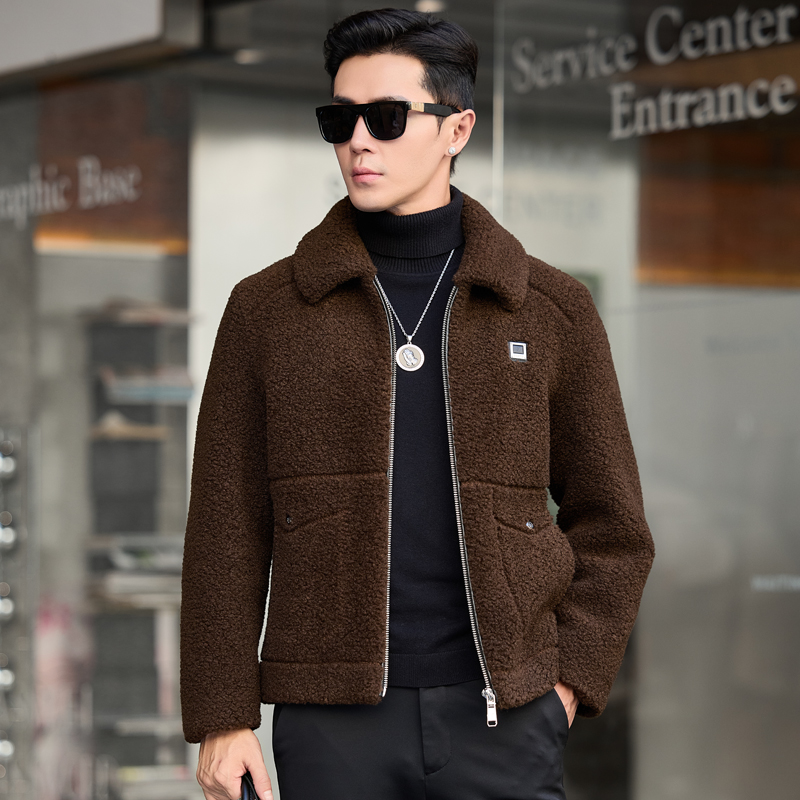 2025秋冬新款羊剪绒外套男短款羊羔毛皮毛一体皮草大衣羊毛夹克潮