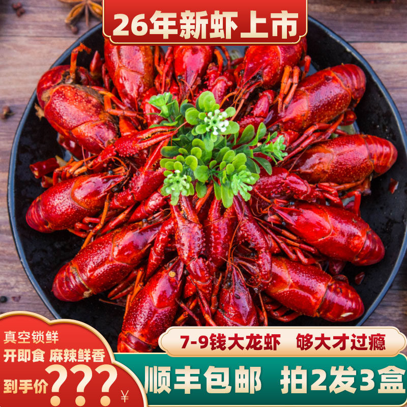 7-9钱大号麻辣小龙虾熟食海鲜加热即食非虾尾蒜泥十三香整虾盒装