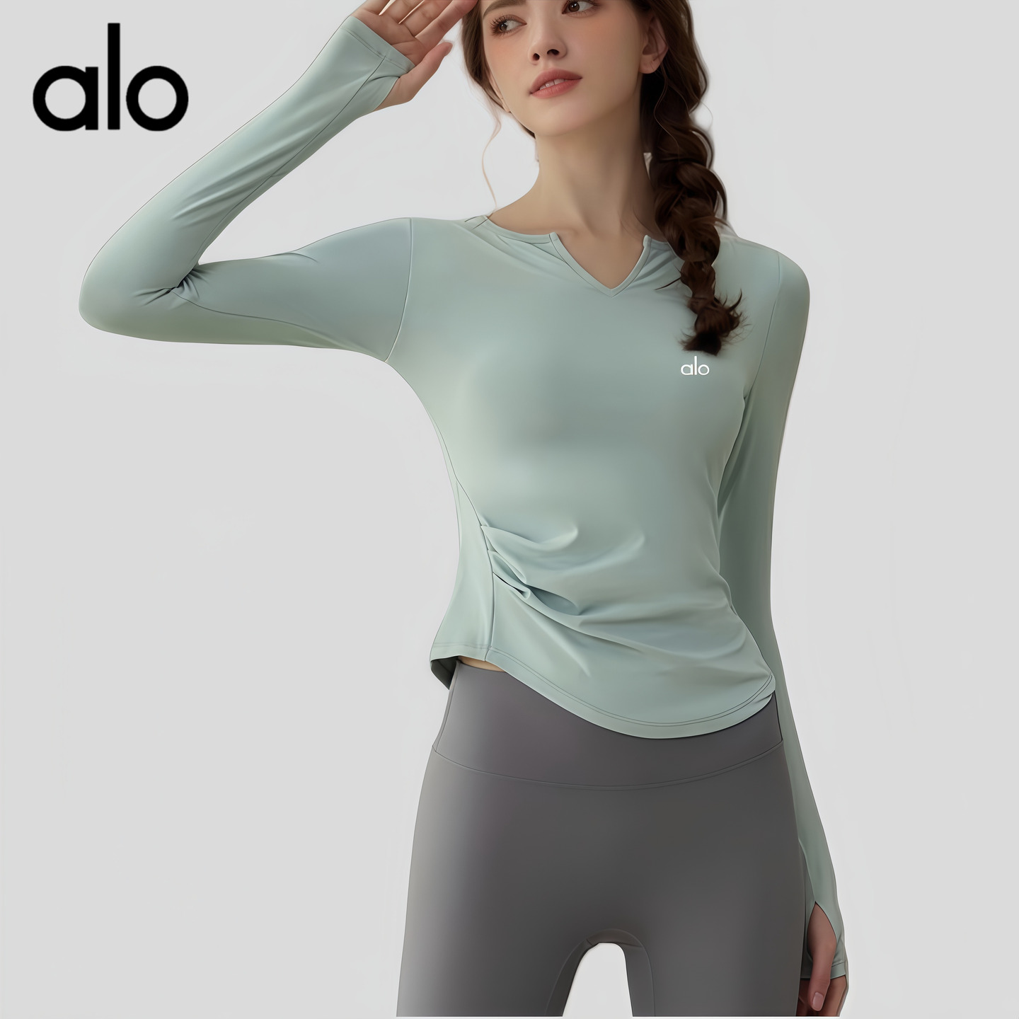 AIo瑜伽服女2025春秋新款速干长袖普拉提训练服运动健身上衣套装