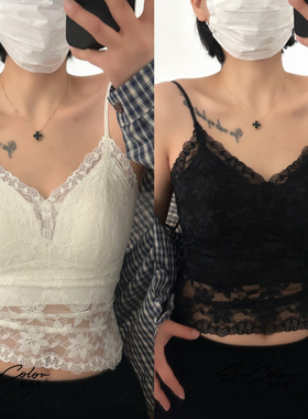 黛美芮新款性感蕾丝超薄布兰妮法式圆杯显小吊带美背背心女士3302