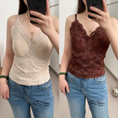 黛美芮性感V领法式 蕾丝半固定杯聚拢修身 打底吊带美背背心女2558