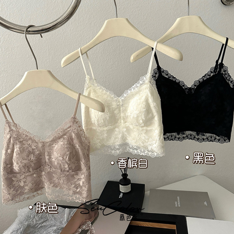 黛美芮性感蕾丝女超薄杯美背背心