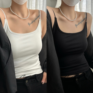 黛美芮新款简约聚拢固定薄杯后背一根带U型露背美背细吊带背心女