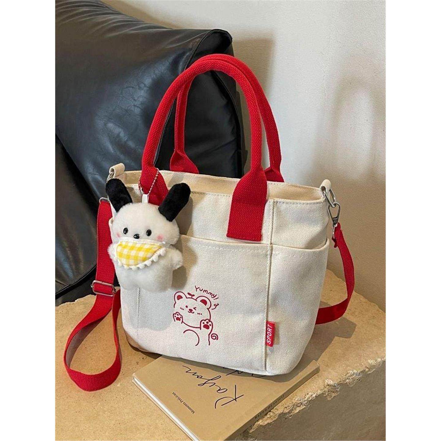 轻便撞色手提帆布包包女式2025新款休闲百搭斜挎包上班通勤小拎包,箱包皮具/热销女包/男包,时尚帆布包,淘宝优惠券,粉丝福利购,淘宝优惠卷