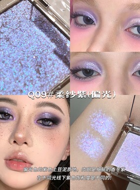梦核偏光紫色~单色眼影土豆泥碎钻感爆闪牛郎亮晶晶高光眼头提亮