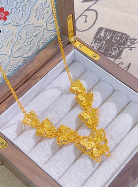新中式爆闪精致流苏蝴蝶耳钉项链套装轻奢复古气质设计感首饰套装