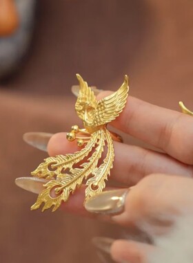 花边戒指古法凤凰婚嫁活口戒可调节时尚精致轻奢金色个性设计高级