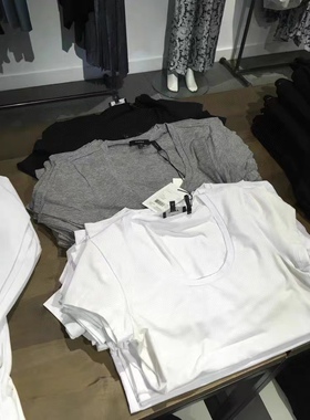 打底神器 TH女士短袖T 高弹显瘦U型领修身恤