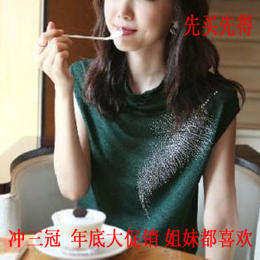 亮钻针织羊毛衫毛衣领口烫钻羽毛烫图T198