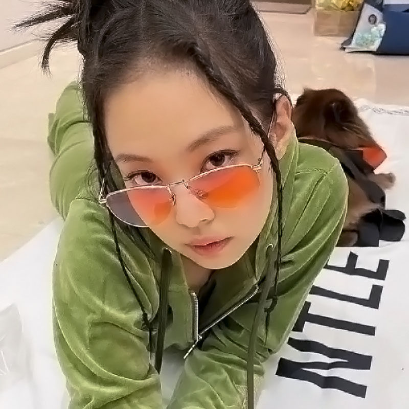 jennie金珍妮明星同款高级感橘色太阳眼镜个性方形大框显脸小墨镜