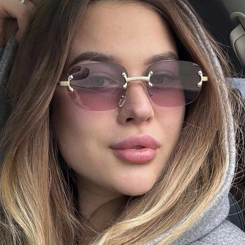 欧美复古长方形无框切边镶钻墨镜高级感圆脸显瘦嘻哈蹦迪太阳眼镜,ZIPPO/瑞士军刀/眼镜,太阳眼镜,淘宝优惠券,粉丝福利购,淘宝优惠卷
