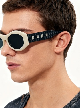 欧美复古多边形米钉太阳眼镜墨镜