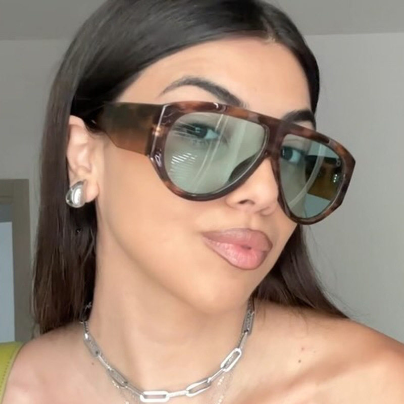 欧美复古大框飞行员式蛤蟆镜女潮高级感圆脸显瘦太阳眼镜朋克墨镜