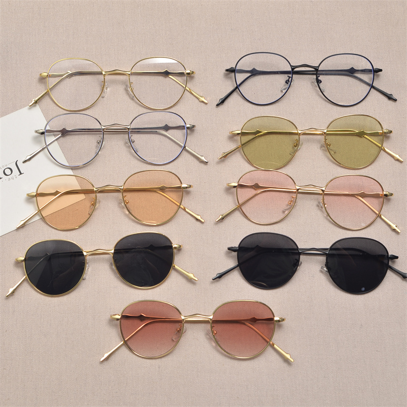 赛博朋克辣妹风圆形太阳眼镜男女潮个性星星装饰文艺范平光镜墨镜