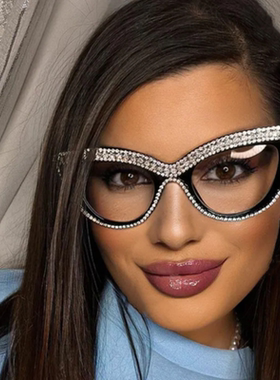 防紫外线猫眼复古男女镶钻太阳镜