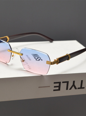 遮阳方形复古男女无框太阳镜
