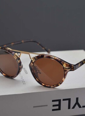 欧美复古蒸汽朋克风圆形米钉墨镜