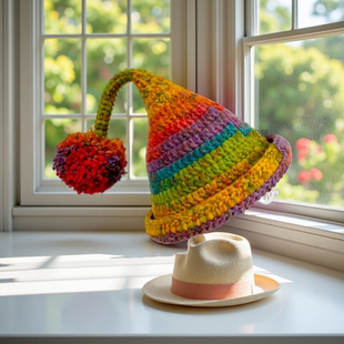 毛线手工编织diy材料包雪妃尔精灵帽儿童婴儿荷叶边帽子成人帽
