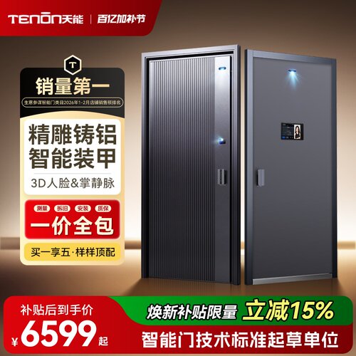 亚太天能智能门精雕铸铝入户门