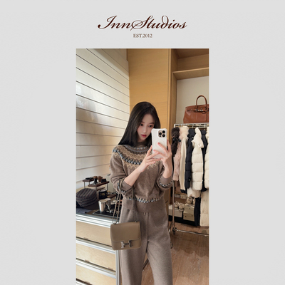 Innstudios 费尔岛提花羊毛混纺复古针织上衣