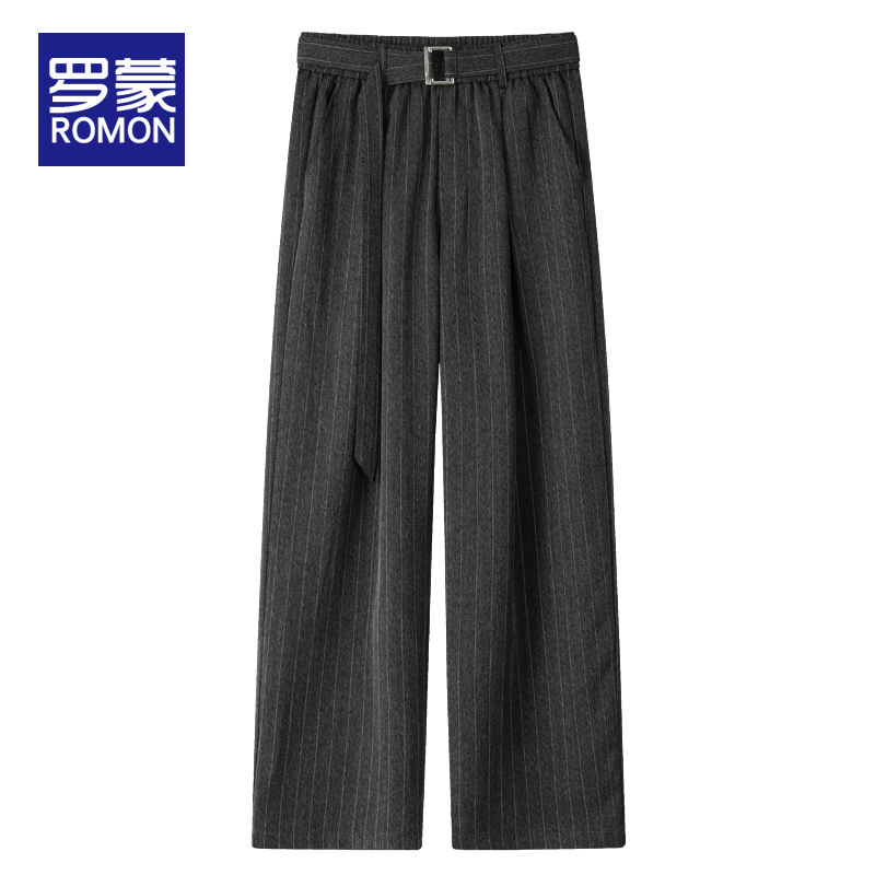 罗蒙复古条纹西裤男宽松休闲裤男士2026春秋季新款运动阔腿长裤子,男装,休闲裤,淘宝优惠券,粉丝福利购,淘宝优惠卷