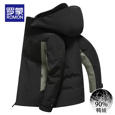 罗蒙基础大众连帽常规羽绒服