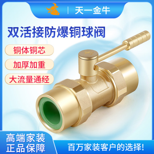天一金牛PPR双活接防爆铜阀门
