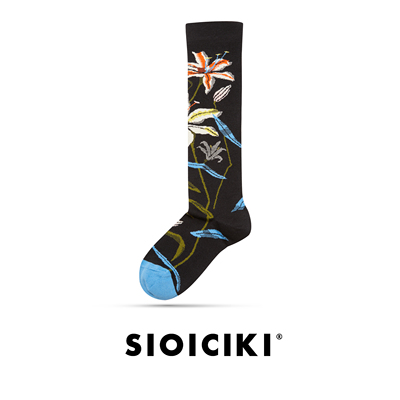 sioiciki情侣百合花棉高筒袜