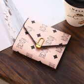 高档质感按扣折叠钱包短款 零钱包多卡位欧美女式 设计钱夹卡包一体