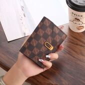 新款 钱包女士三折叠零钱包小清新学生多卡位搭扣证件卡片收纳皮夹