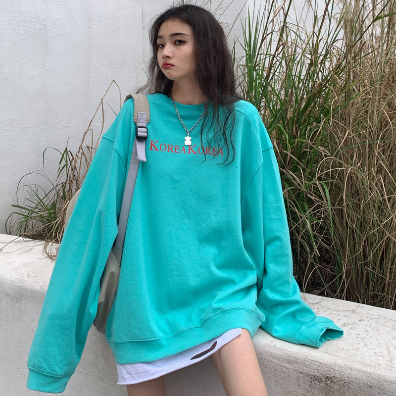 Real shot thin sweater women's loose Korean fashion lazy wind fried Street top