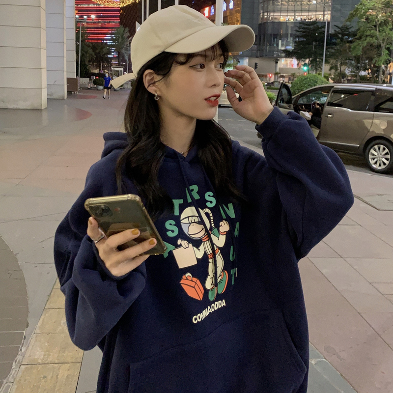 Real shot polyester Plush 250g cartoon letter Plush thickened Hoodie