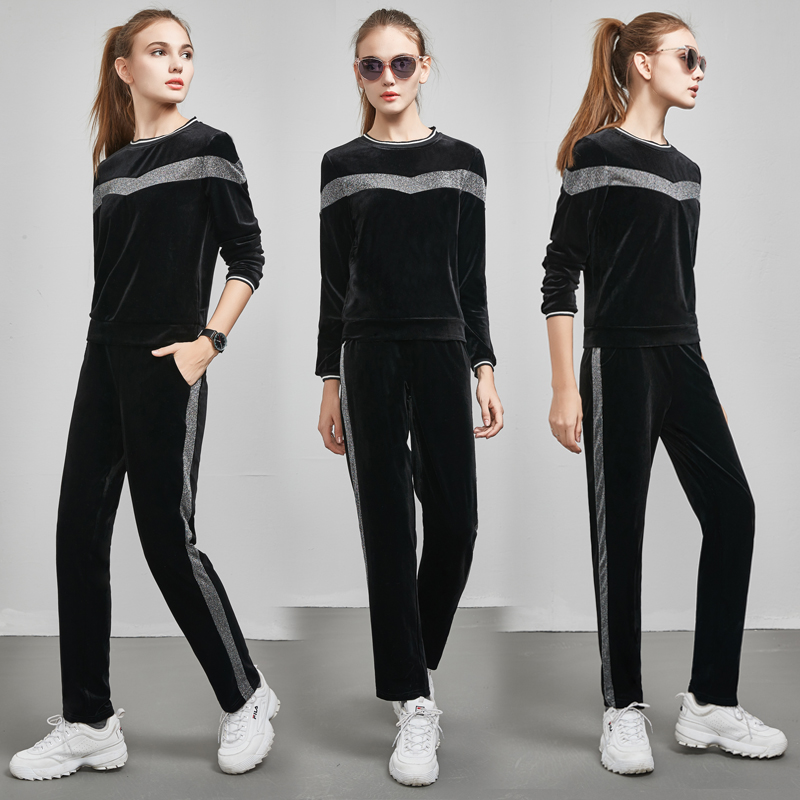 Real shot velvet suit - sports suit women - Leisure two piece set - sportswear