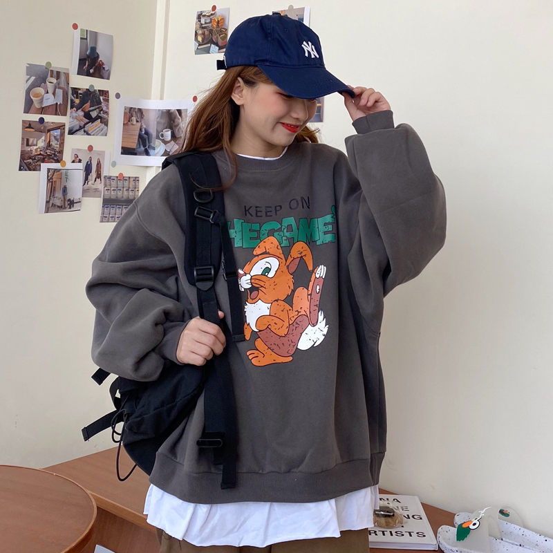 Real shot of 250g sweater women's winter loose Korean BF languid style fake two Plush thick coats