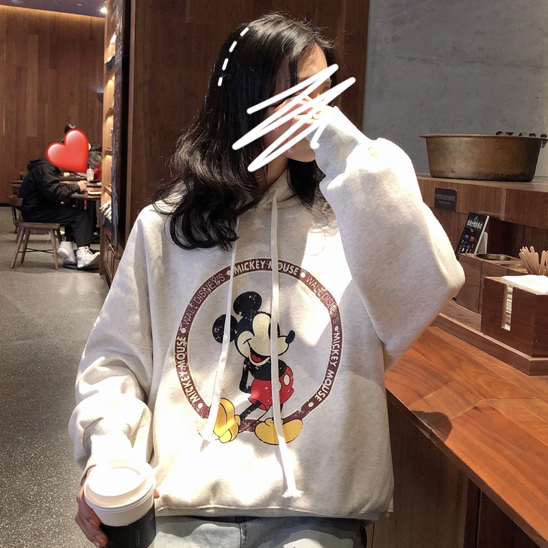 Real shot of 250g Mickey sweater women's winter loose Korean version BF lazy style Plush thick coat