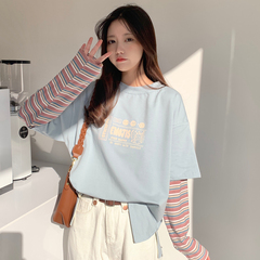 Two long sleeve T-shirt women's loose Korean version Harajuku style top